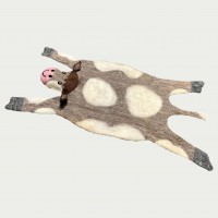 Felted Brown and White Cow Mat