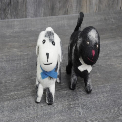 White and Black Felt Dog