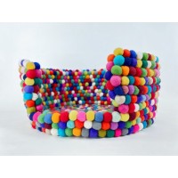 Multi Color Pom Pom Dog Bed 20x10 Inches