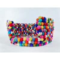 Multi Color Pom Pom Dog Bed 20x10 Inches