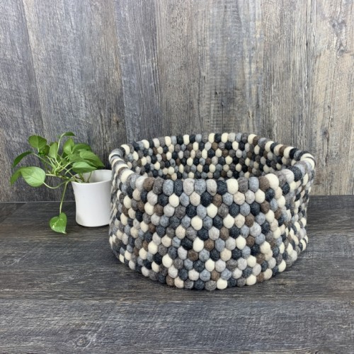 Natural Felted Ball Basket 18x8.5 Inches
