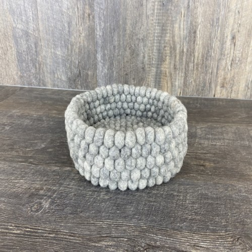 Light Grey Felt Ball Basket 11x4 Inches