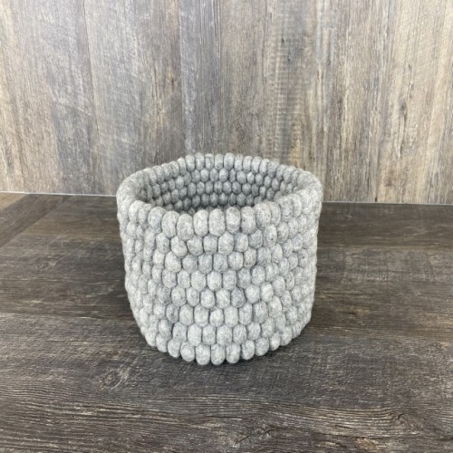 Light Gray Felt Ball Basket 11.5x6 Inches