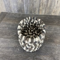 Natural Assorted Felt Ball Basket 11.5x6 Inches