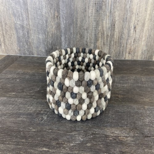 Natural Assorted Felt Ball Basket 11.5x6 Inches
