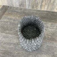 Charcoal Gray Felt Ball Basket 11.5x6 Inches