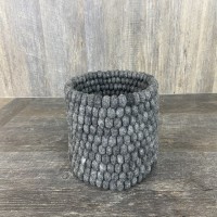 Charcoal Gray Felt Ball Basket 11x7.75 Inches