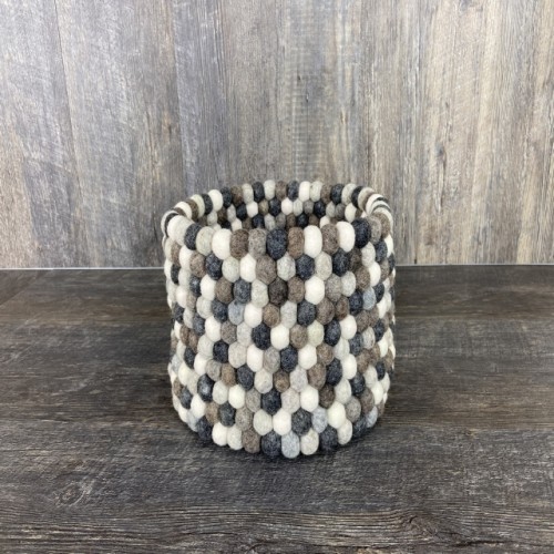 Natural Assorted Felt Ball Basket 11.5x7.75 Inches