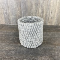 Light Gray Felt Ball Basket 11.5x7.75 Inches