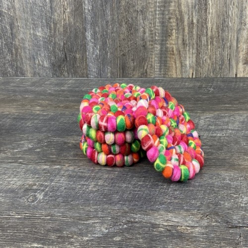 Redish Tie Dye Round Felt Ball Trivet