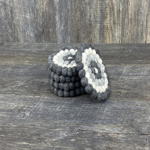 Gray and White Round Felt Ball Trivet