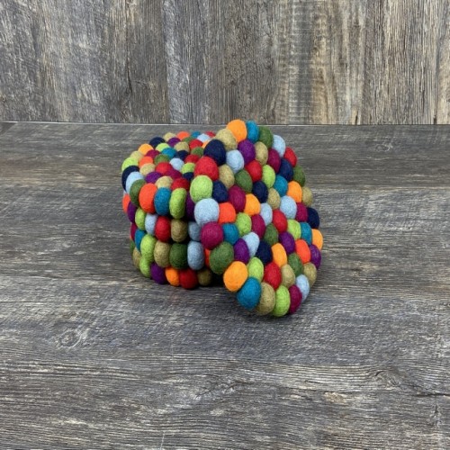 Multi Color Round Felt Ball Trivet