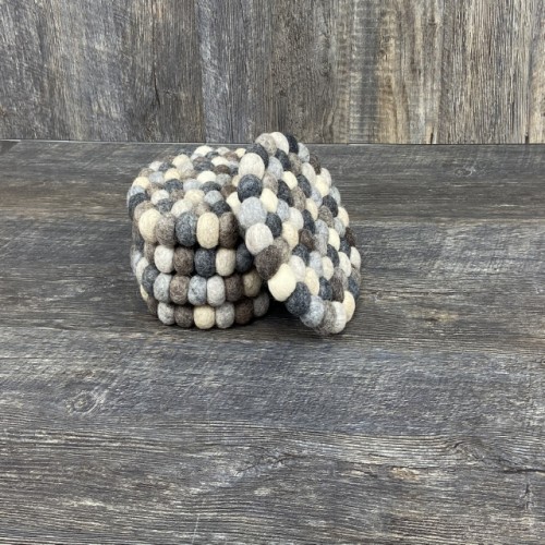 Natural Brown Round Felt Ball Trivet