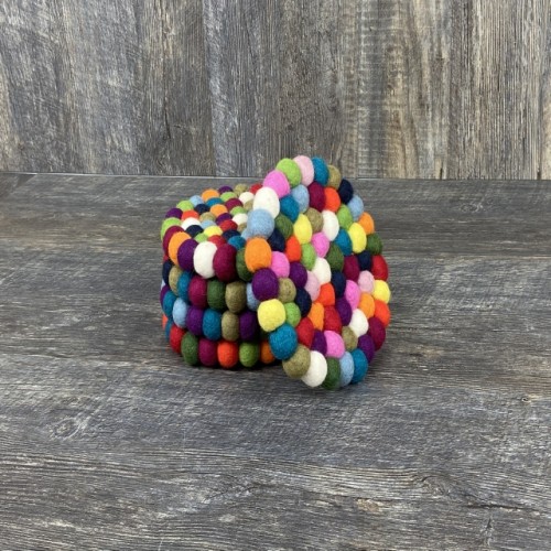 Multi Color Round Felt Ball Trivet