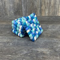 Felt Blueish White Square Ball Trivet 