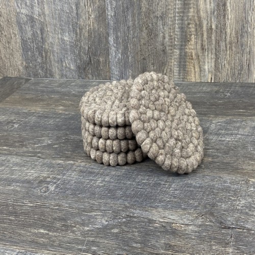 Light Brown Round Felt Trivet