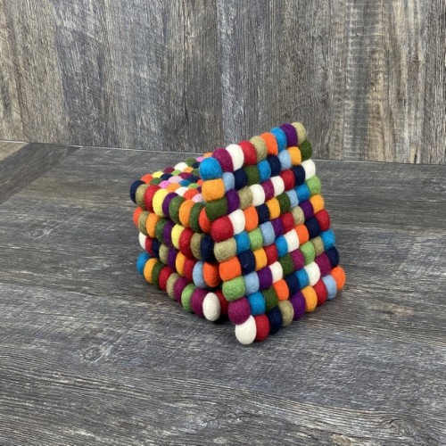 Felt Multi Color Ball Square Trivet