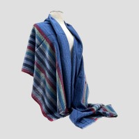 Luxurious Blue and more Stripe Cashmere Shawl - Soft, Warm, and Stylish, 100% Cashmere