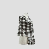 White Strip White and Brown Handmade Cashmere Shawl