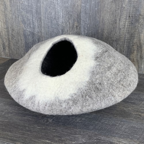 White Light Brown Felted Cat Cave