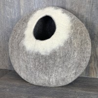 White Light Brown Felted Cat Cave