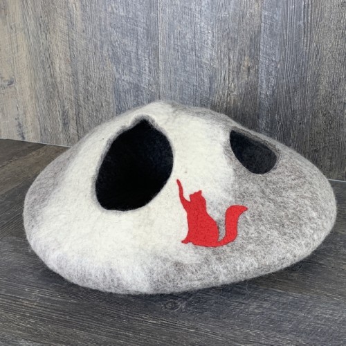 Red Cat Felt Cat Cave