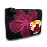 Burgundy Angel Felted Coin Purse