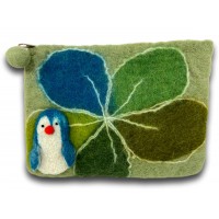 Turquoise Penguin Felted Coin Purse