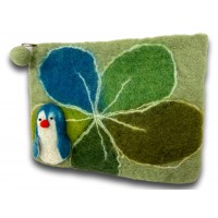 Turquoise Penguin Felted Coin Purse