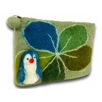 Turquoise Penguin Felted Coin Purse