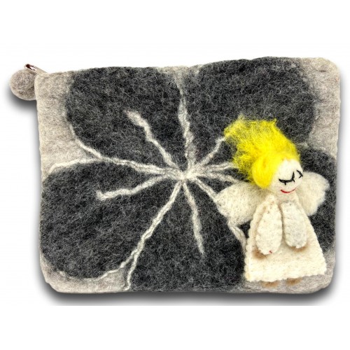 White Angel Felt Coin Purse