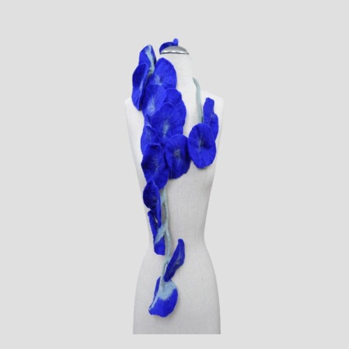 20 Flower Garland Scarf Cobalt Blue