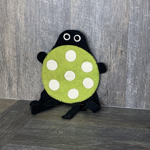 Felted Green Ladybird Backpack