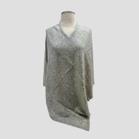 Light Gray V-Neck Handmade Cashmere Poncho