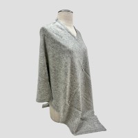 Light Gray V-Neck Handmade Cashmere Poncho